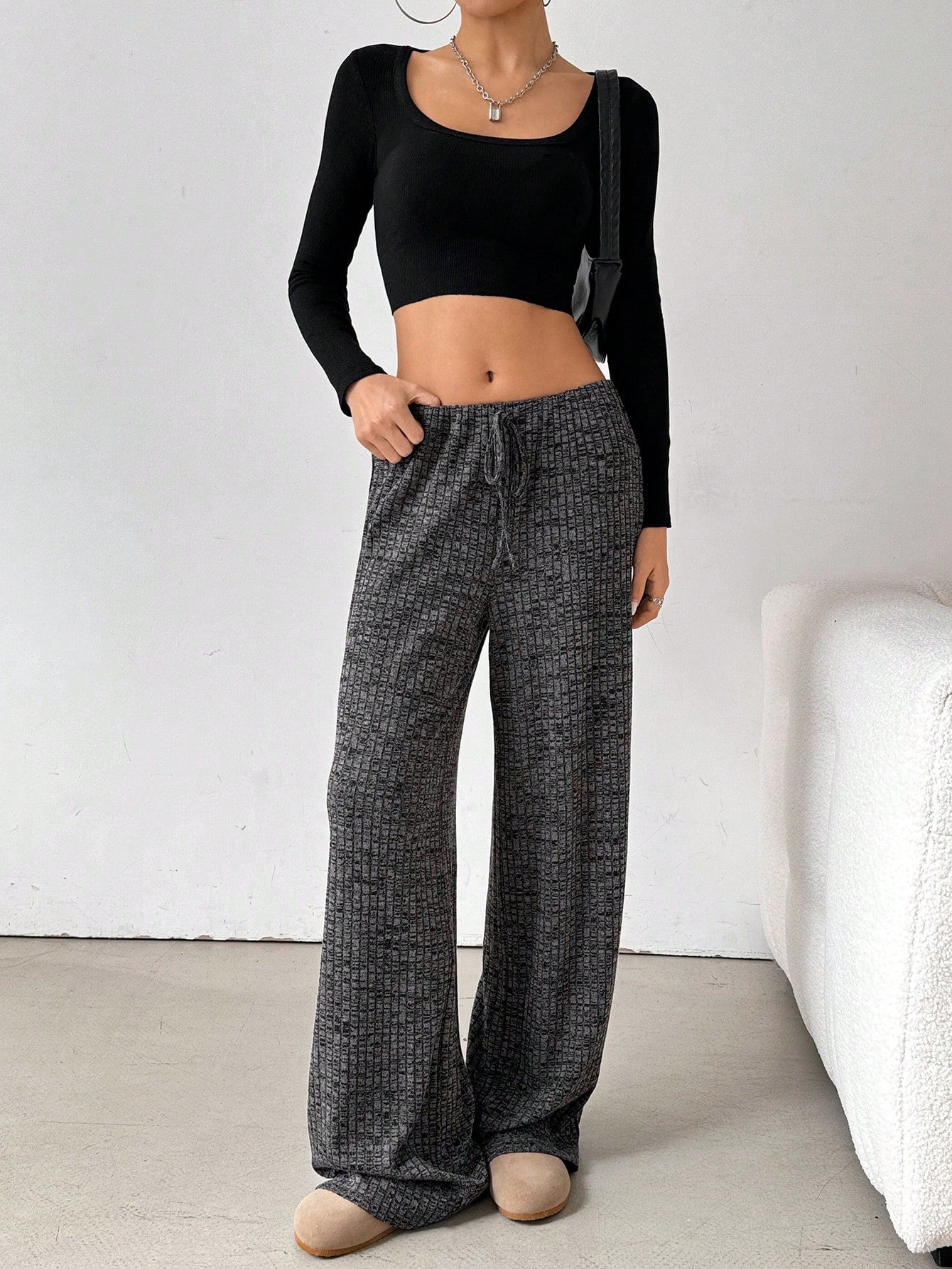 Sultyra Drawstring Cotton Straight Pants