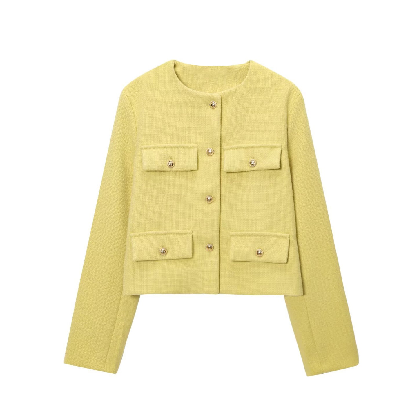 Wholesale Cross-Border Amazon Autumn Winter New Women's Fashion Small Fragrance Style Button Decor Short Blazer B88646