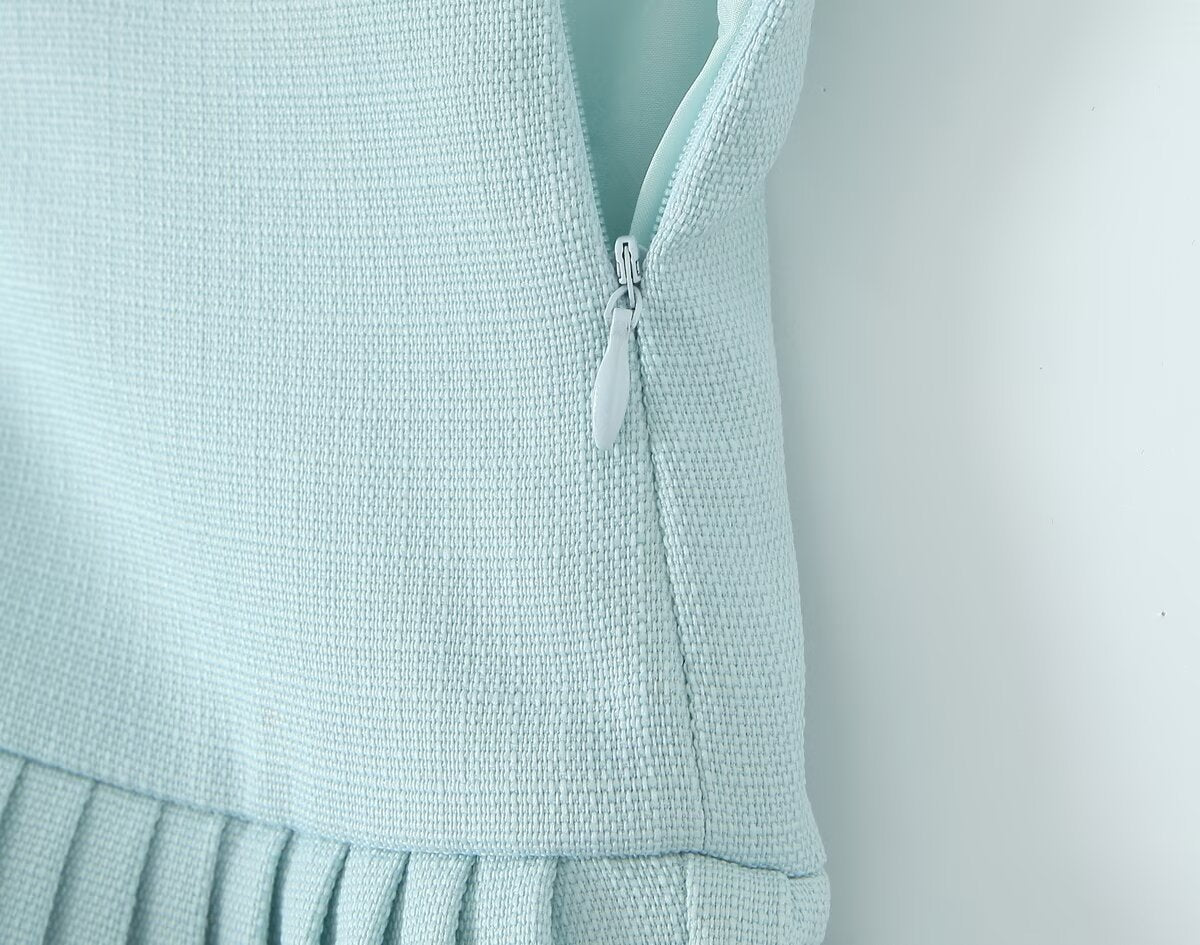 Cross-border European and American Fashion Striped Short Sleeve T Shirt Top+Low Waist Pleated Short Skirt2025Spring New D79551