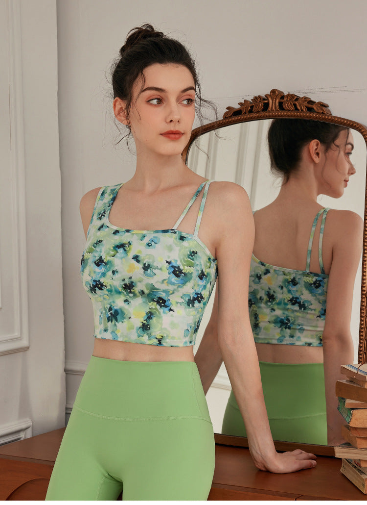 Sultyra Oil Painting Print Bra Top Yoga Vest