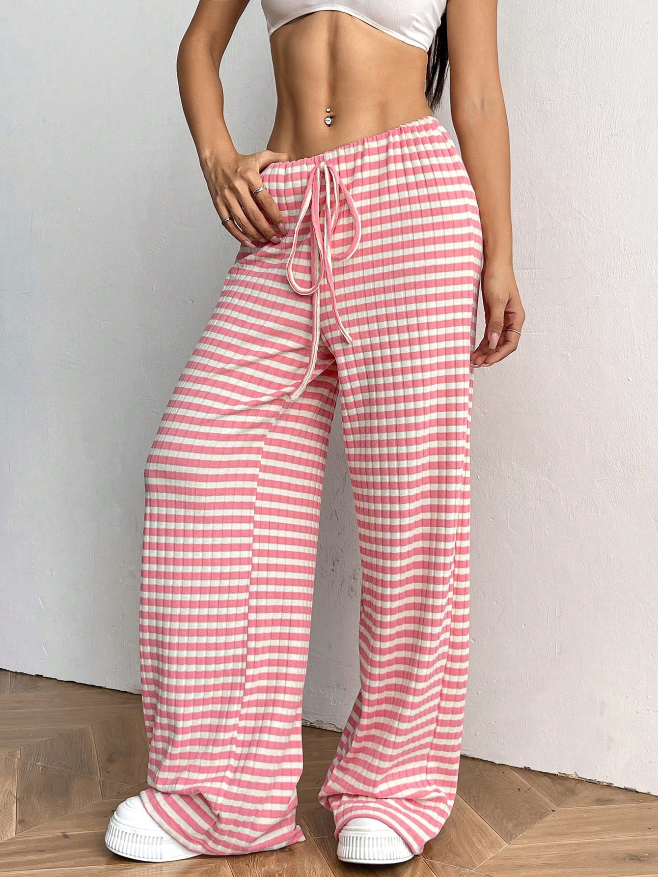 Sultyra Drawstring Cotton Straight Pants