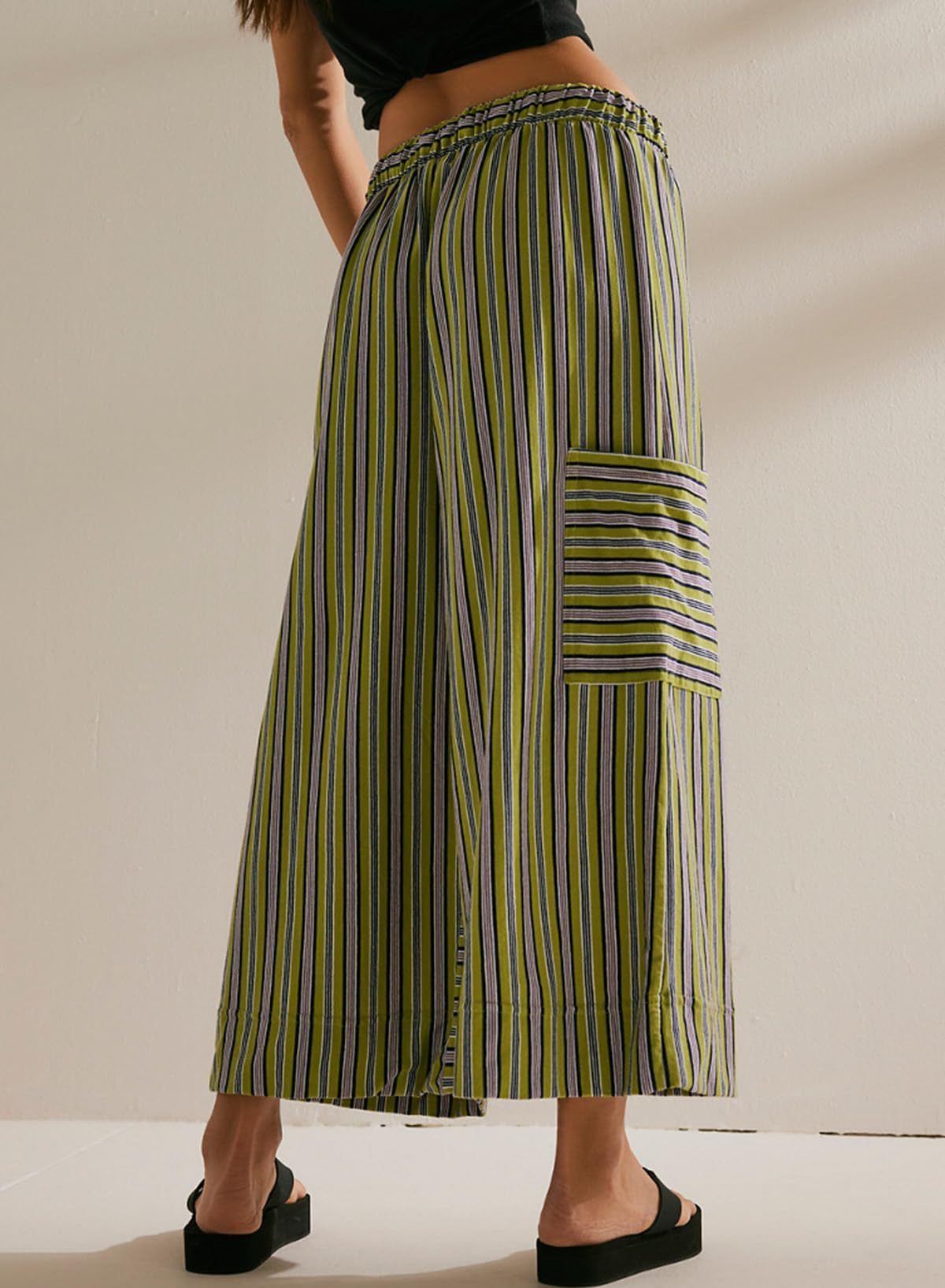 Sultyra Striped Loose Straight-Leg Pants