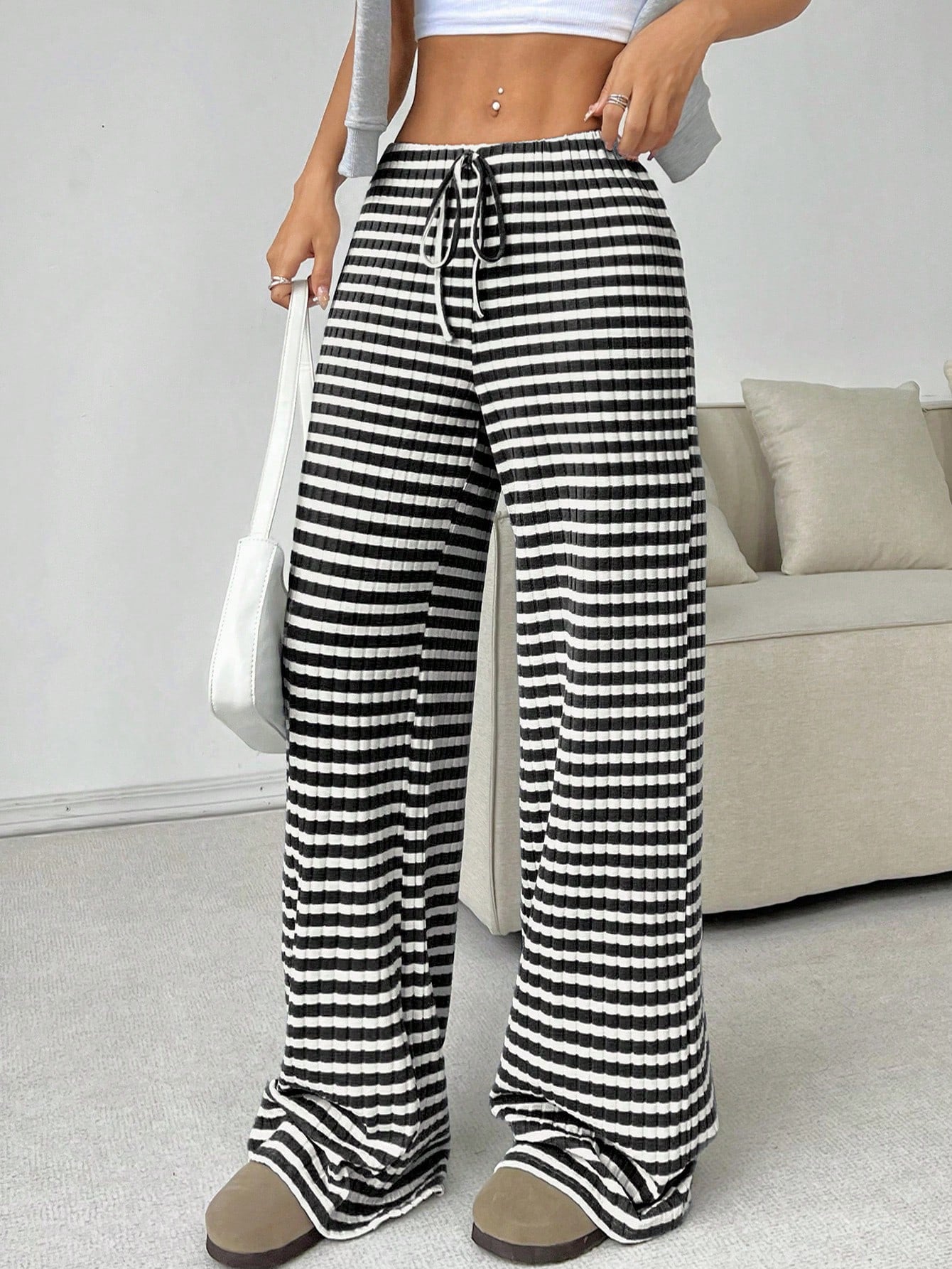 Sultyra Drawstring Cotton Straight Pants