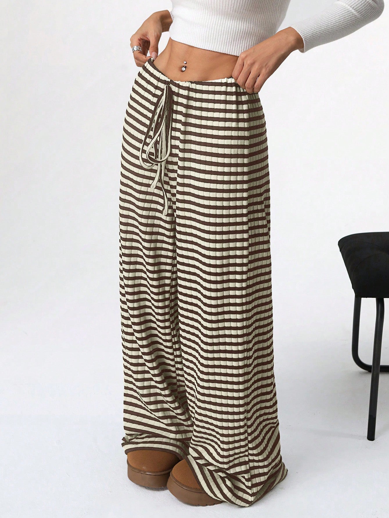 Sultyra Drawstring Cotton Straight Pants