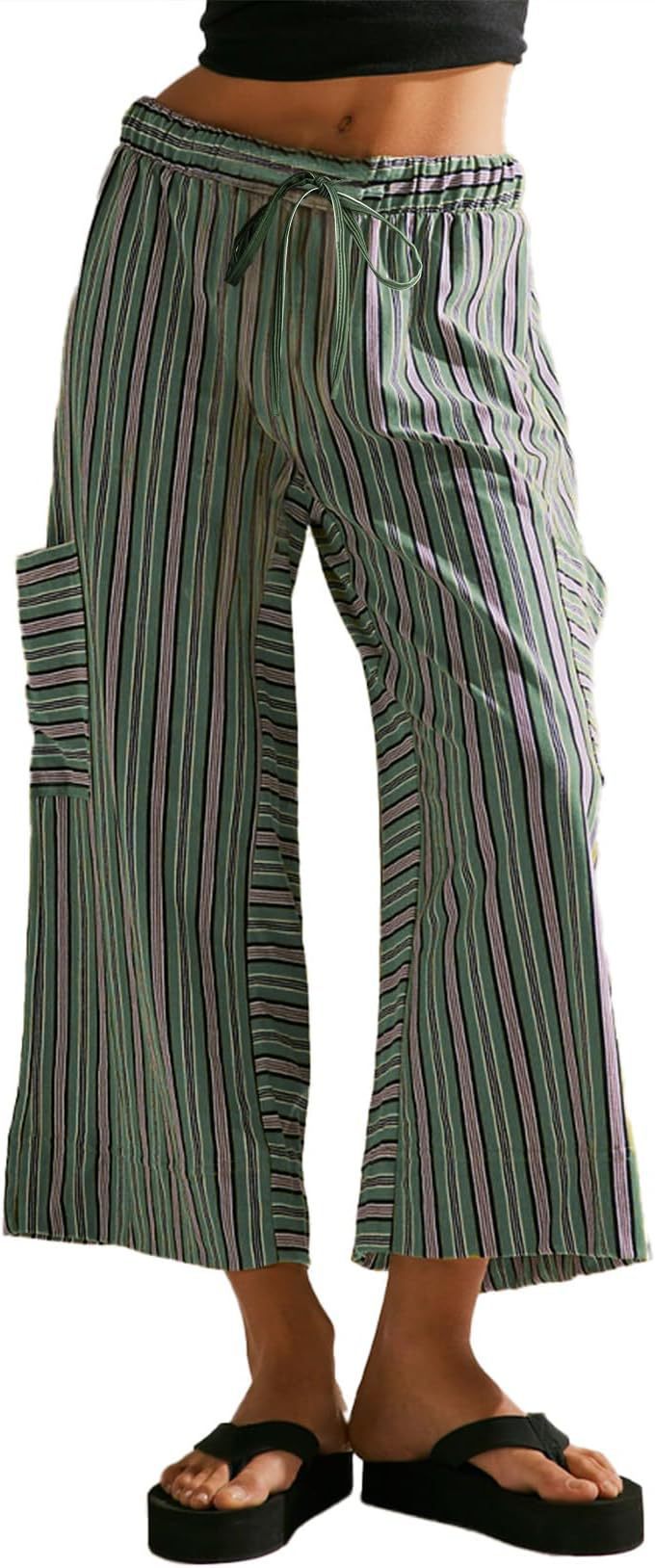 Sultyra Striped  Loose Straight-Leg Pants