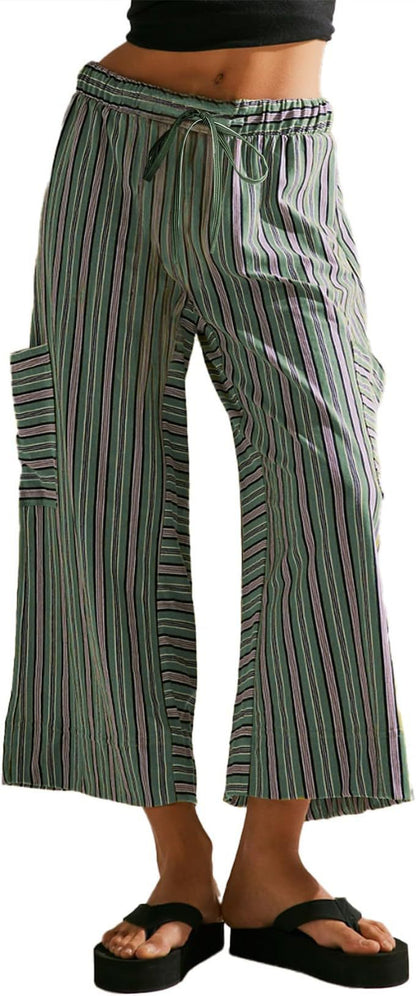 Sultyra Striped  Loose Straight-Leg Pants