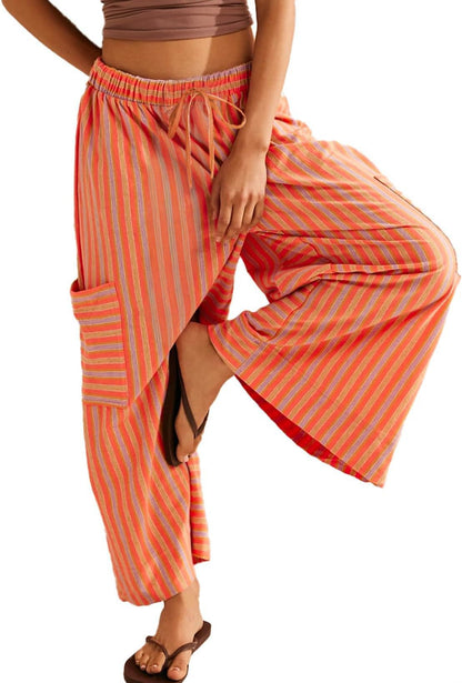 Sultyra Striped  Loose Straight-Leg Pants