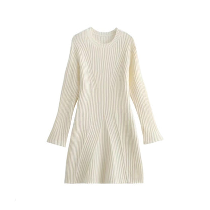 Cross-Border Amazon2025Spring and Autumn New Women's Fashion European and American Style Ribbed Knitted Dress M6247