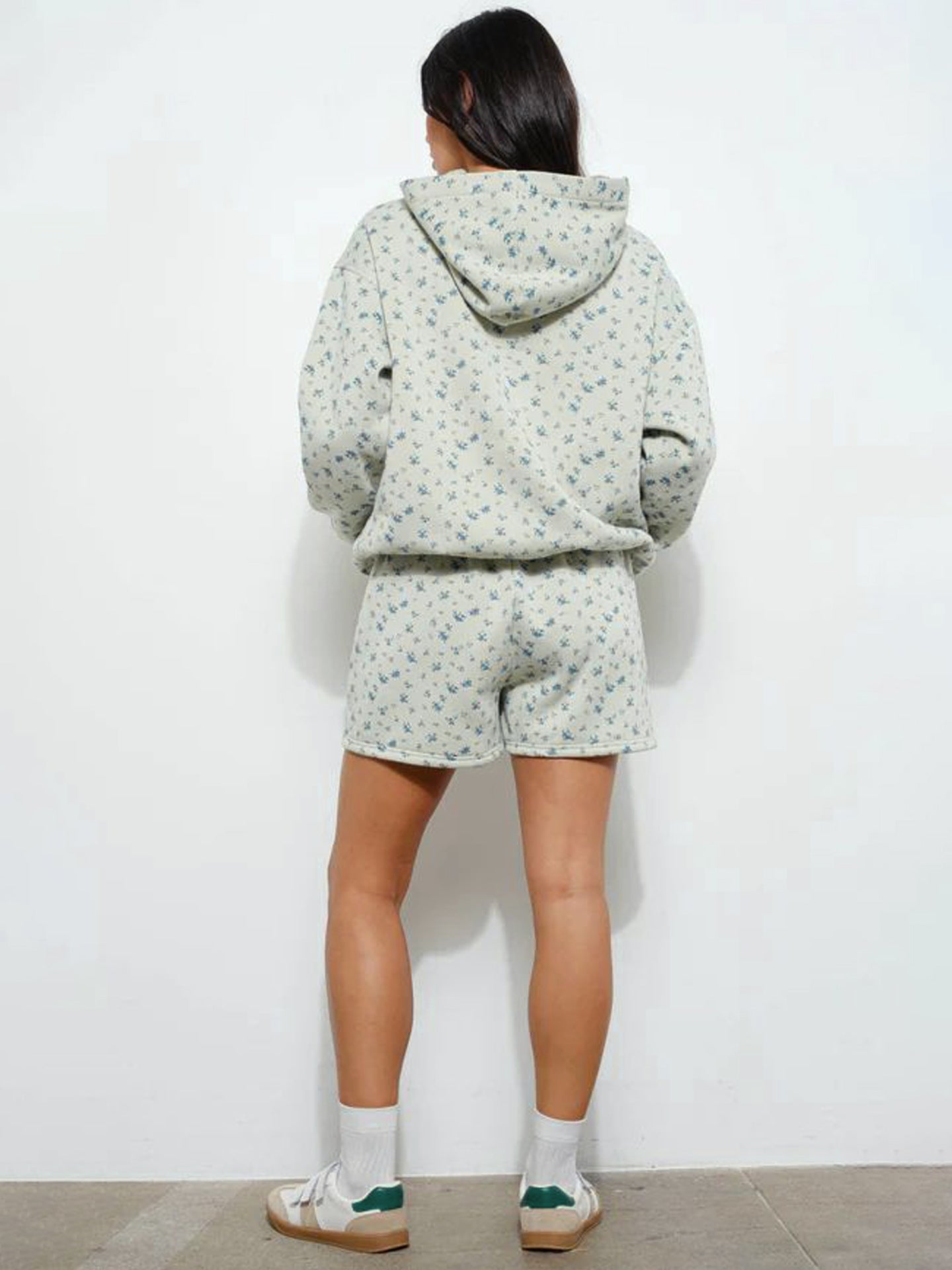 Sultyra Floral Casual Hooded Sweatshirt High Waist Comfortable Shorts Set