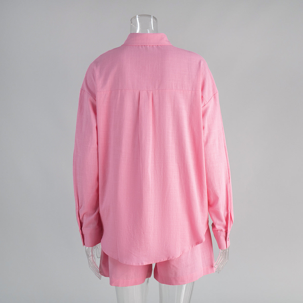 Cross-border pure cotton cardigan long sleeve shorts set2025Spring and summer outerwear simple solid color European and American style casual suit for women