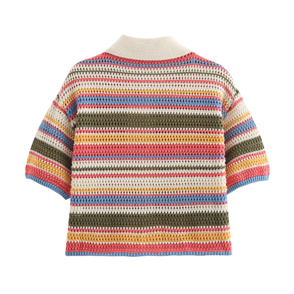 Amazon Cross-Border Europe and America2025Spring New Crochet POLO Collared Knitted Top and Shorts Set B62049