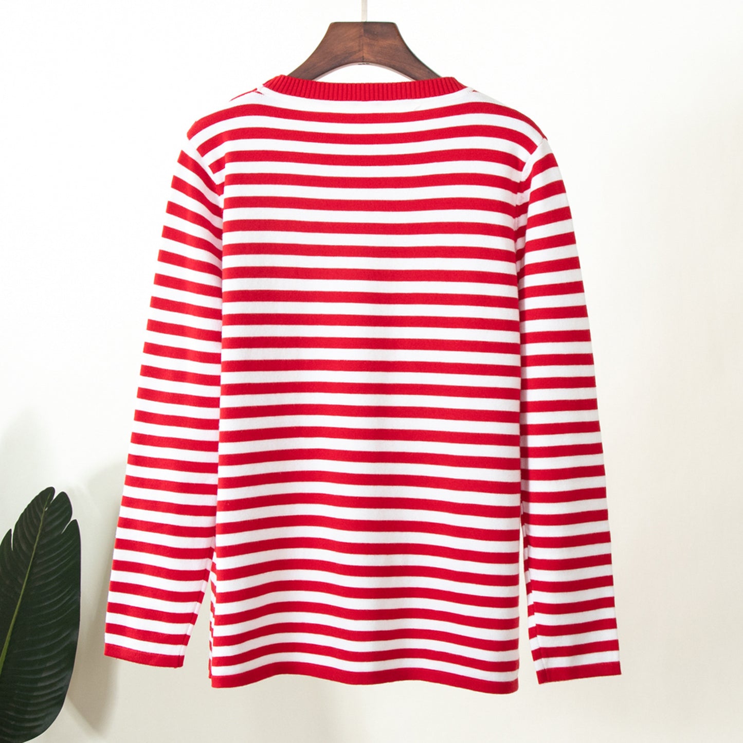 Cross-border Round Neck Knitted Striped Sweater European and American Style2025Spring Versatile Classic Retro Striped Pullover Sweater for Women