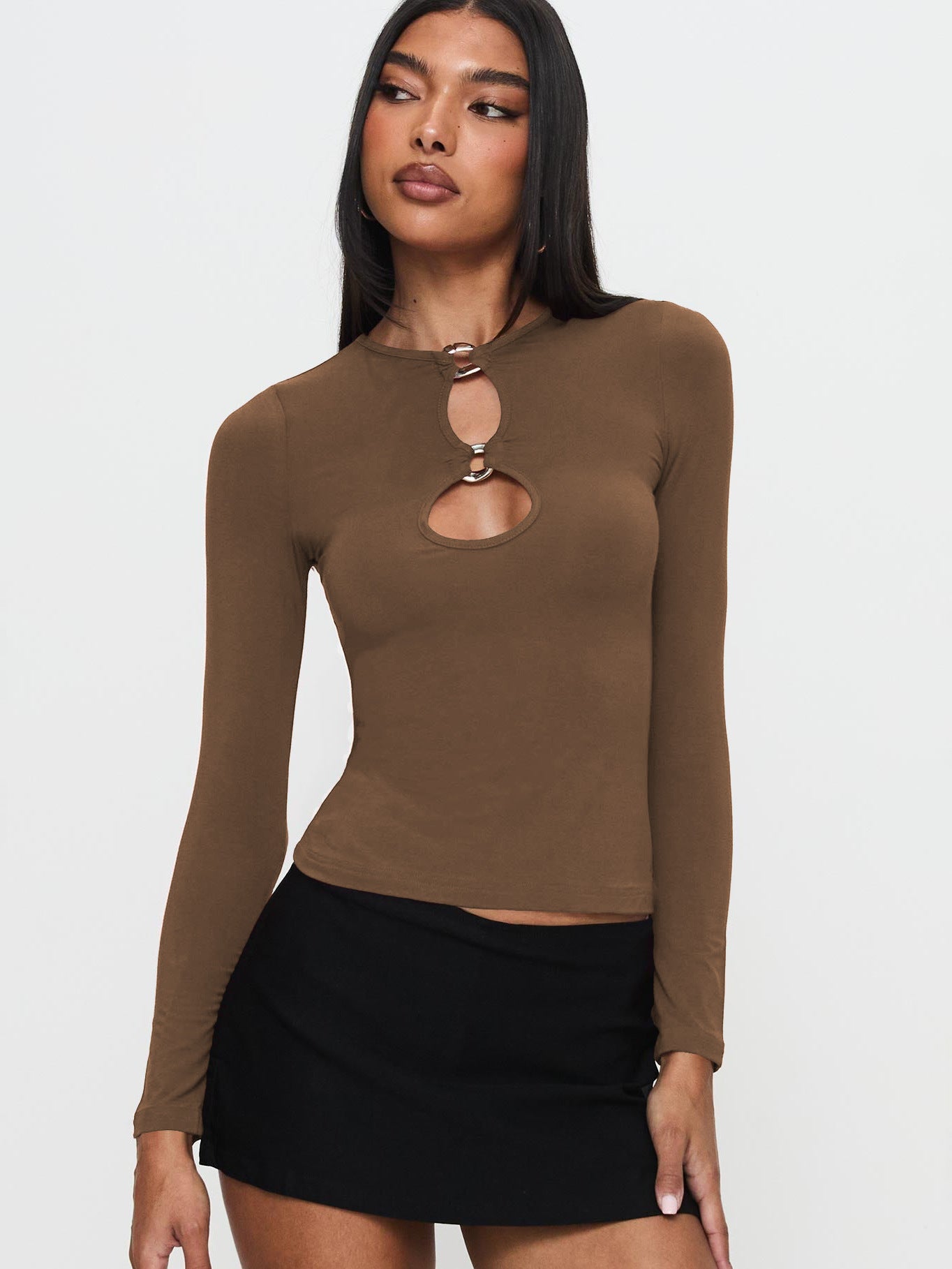 Sultyra Metal Ring Buckle Hollow Long Sleeve