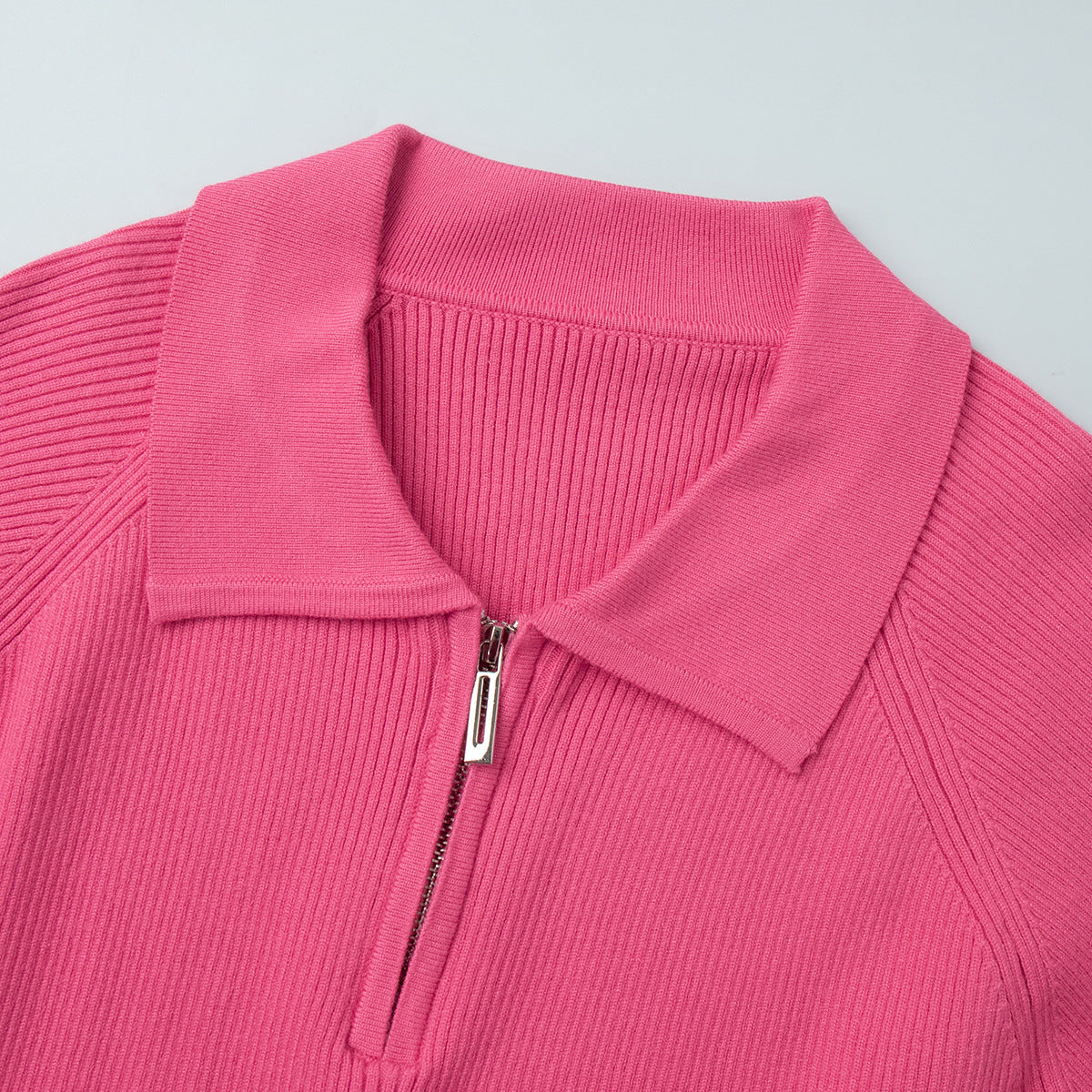 Cross-Border European and American Style2025Autumn and Winter New Trend Versatile Simple Casual Polo Turn-Down Collar Pullover Knitted Sweater