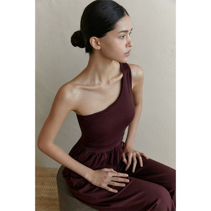Sultyra Sleeveless Asymmetric Shoulder Yoga Suit