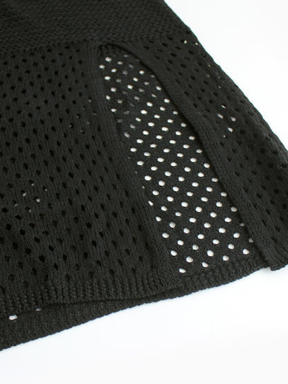 Foreign Trade Cross-Border European and American Amazon Source Manufacturer Knitted Long Hollow Strap Slit Dress for Summer