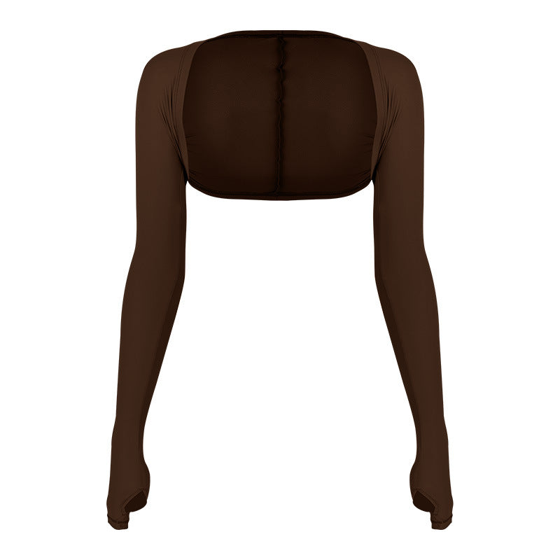 Sultyra Two-Piece Elastic Fixed Cup Tube Top Long Sleeve