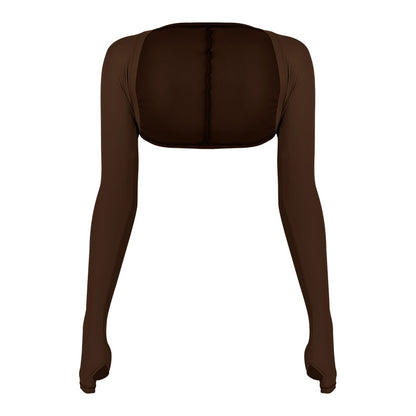 Sultyra Two-Piece Elastic Fixed Cup Tube Top Long Sleeve