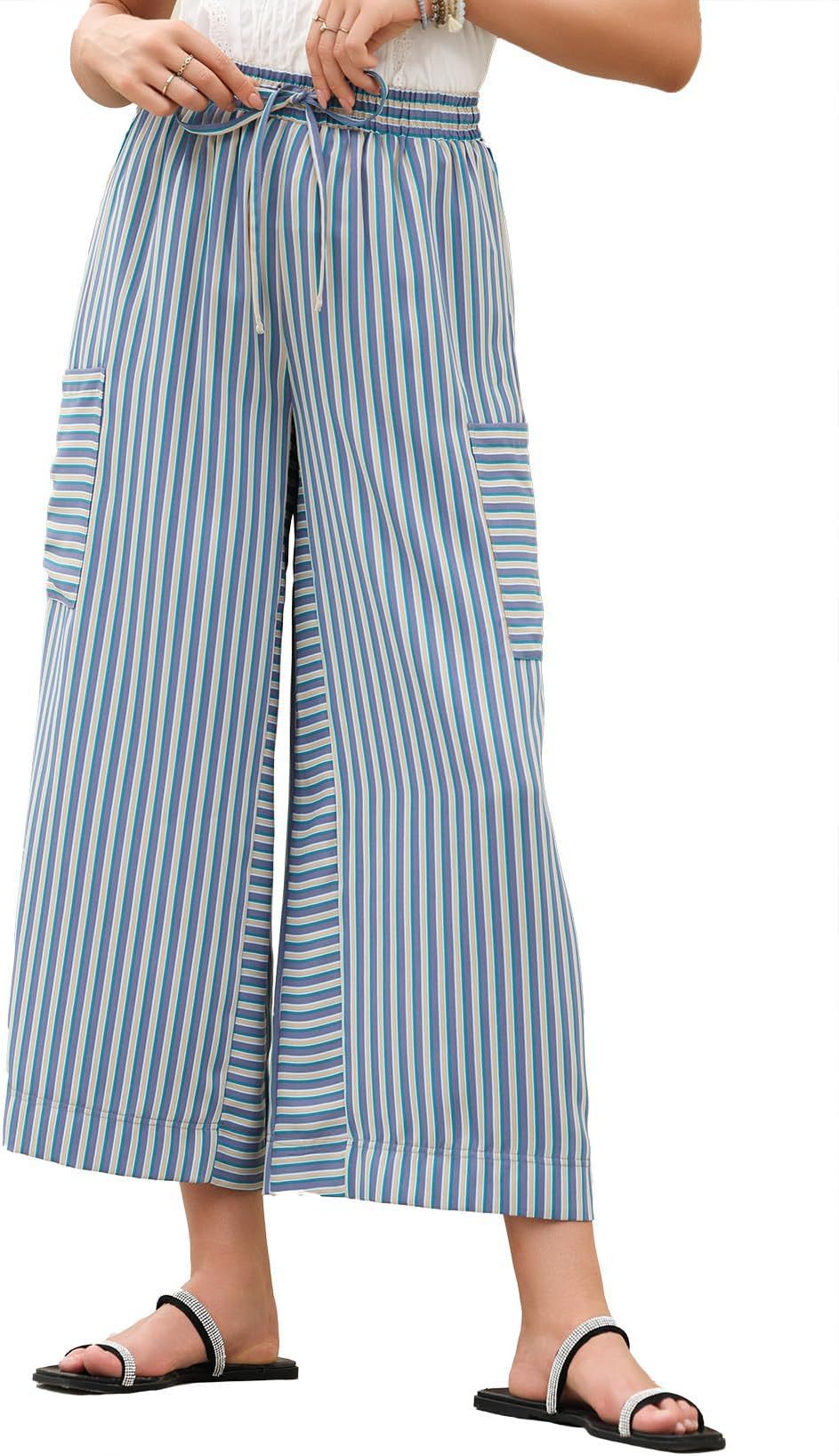 Sultyra Striped  Loose Straight-Leg Pants