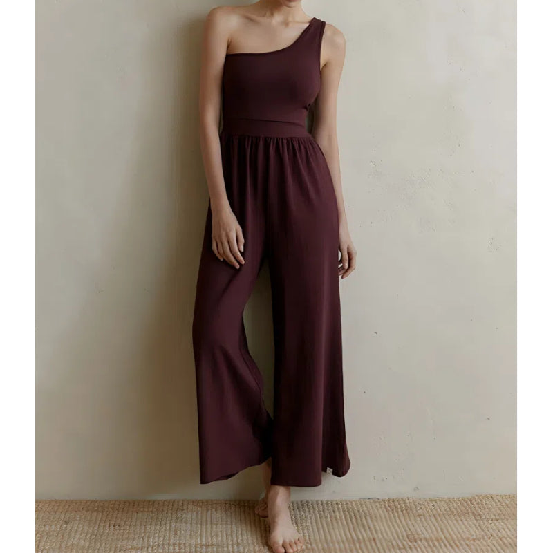 Sultyra Sleeveless Asymmetric Shoulder Yoga Suit
