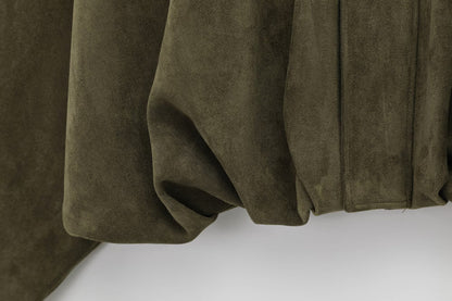 2025Spring and Autumn European and American Style Bomber Jacket with Batwing Sleeves, Zipper, Loose Fit, Suede Texture, Women's Casual Coat B6