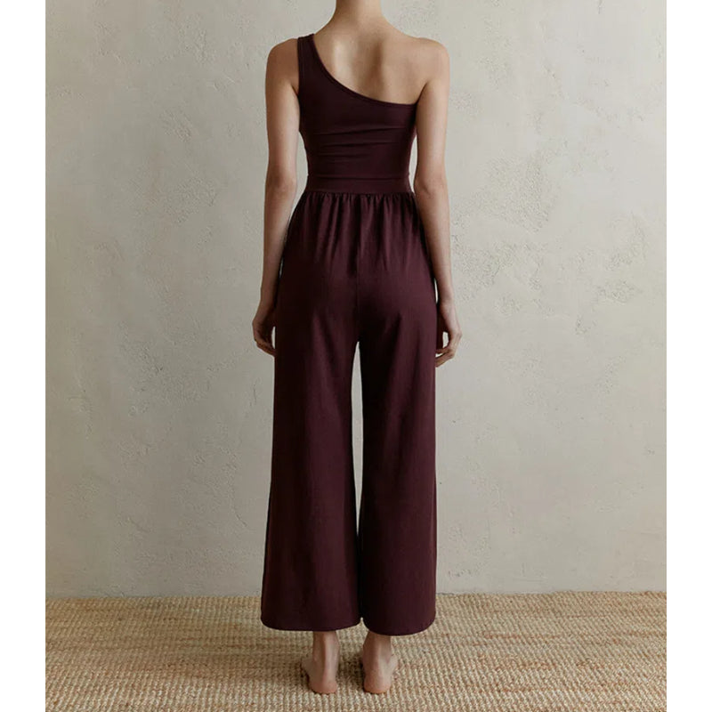 Sultyra Sleeveless Asymmetric Shoulder Yoga Suit