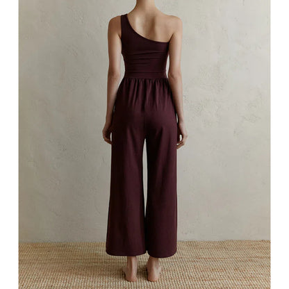 Sultyra Sleeveless Asymmetric Shoulder Yoga Suit