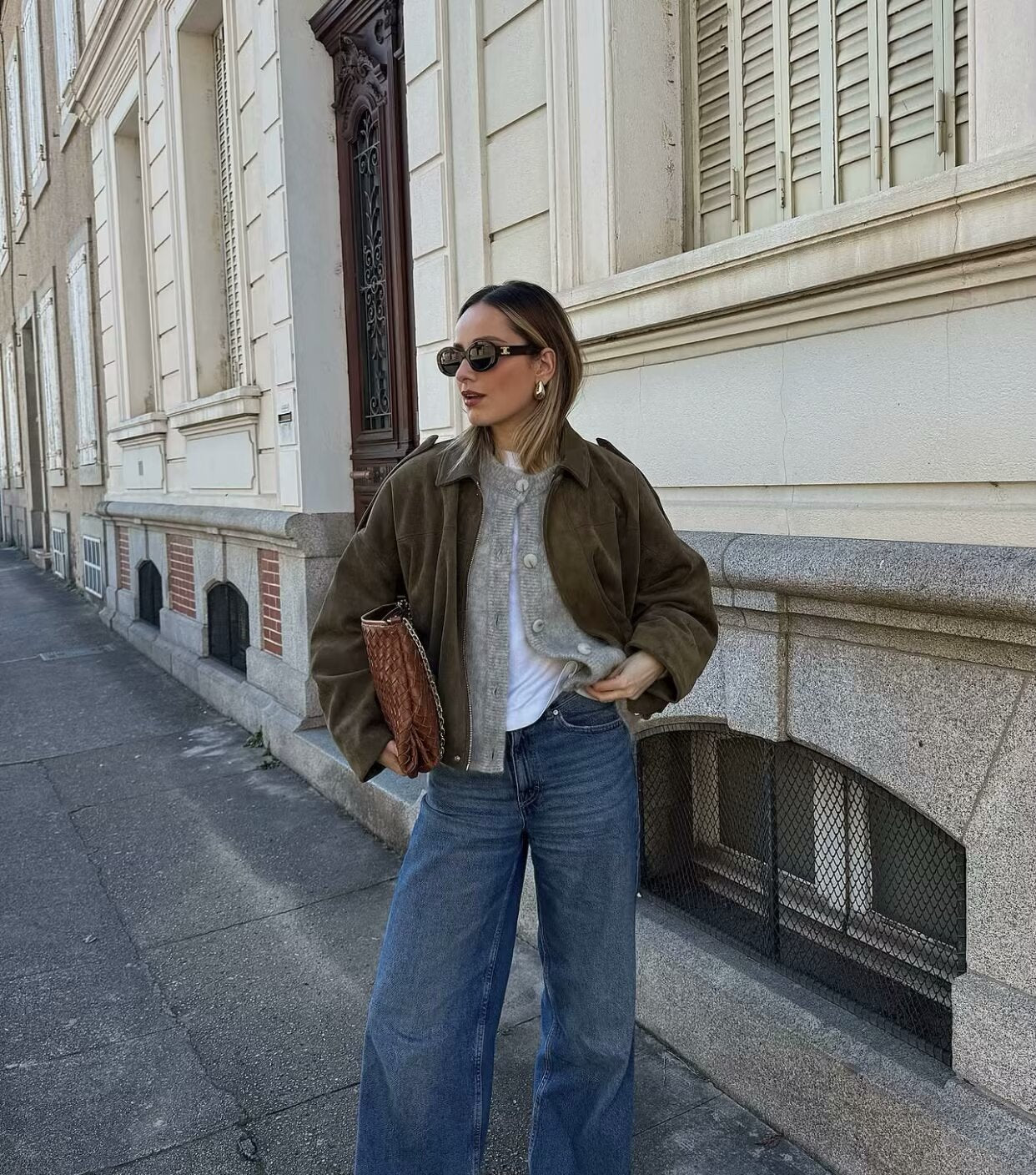 9Wholesale European and American Style2025Spring and Autumn Casual Suede Texture Lapel Bomber Jacket for Women B88824