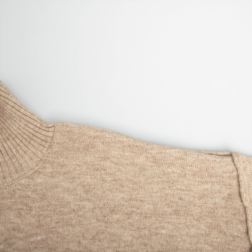 Cross-Border Turtleneck Sweater Set for Women, European and American Style, Autumn and Winter New Loose Casual Thick Knitted Long Pants Set