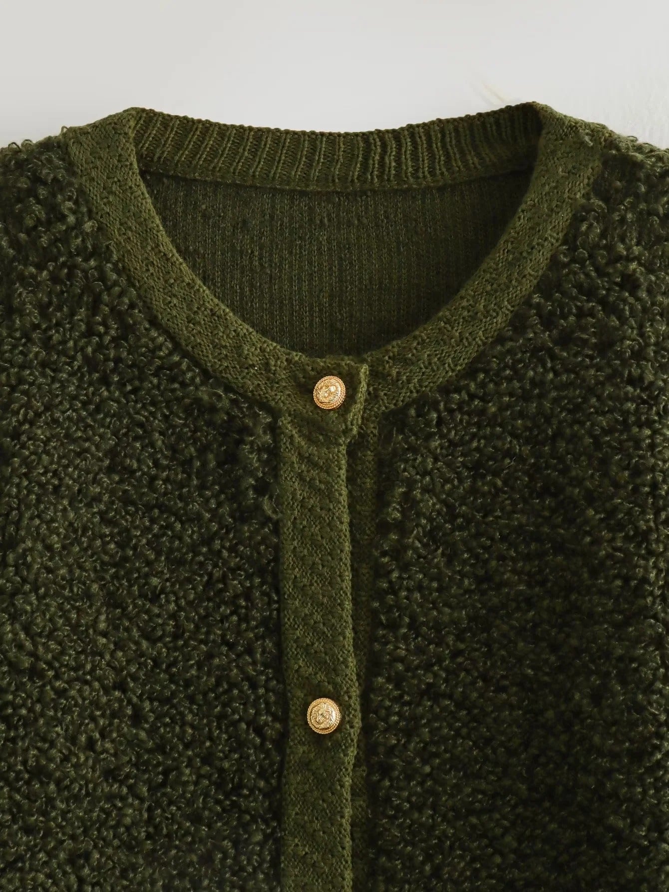 Cross-Border2023European and American Autumn Winter New Women's Solid Color Little Chanel Style Knitted Cardigan Short Woolen Coat B62822