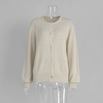 Candy Color Knitted Cardigan Women's European and American2025Autumn and Winter Mohair Solid Color Cardigan Macaron Color Sweater Cardigan for Women