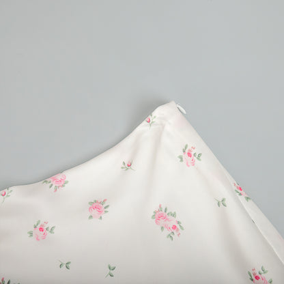 Cross-border Printed Midi Skirt European and American Style2025Spring and Summer New Elegant Floral Satin Printed Draped High-Waisted Skirt