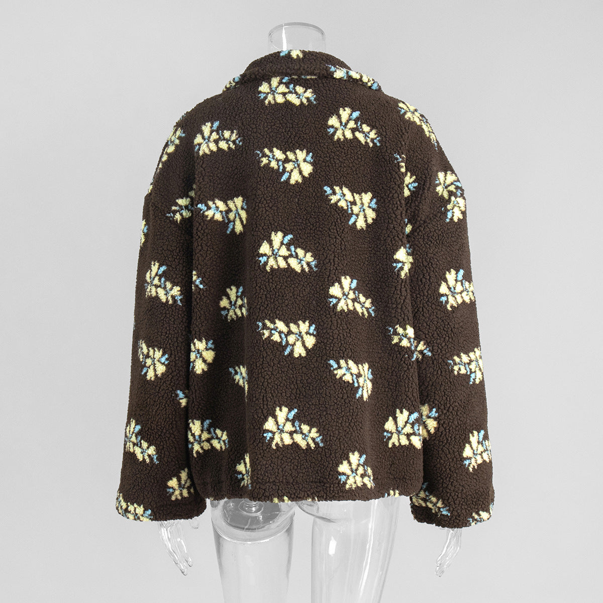 Cross-border fleece floral sweatshirt Europe and America2025Autumn and Winter New Fashion Sweatshirt Warm Fuzzy Sweatshirt Fleece Top for Women