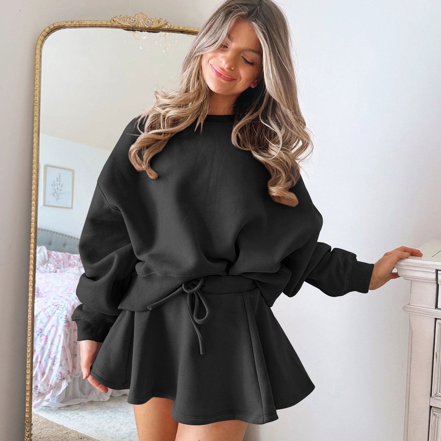 Sultyra Ballet Style High Waist Tie Half Skirt Set