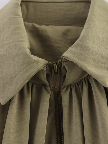 Cross-Border Foreign Trade Women's Clothing2025Autumn European and American Style Turn-Down Collar Long Sleeve Puff Jacket Baseball Coat for Women A15048