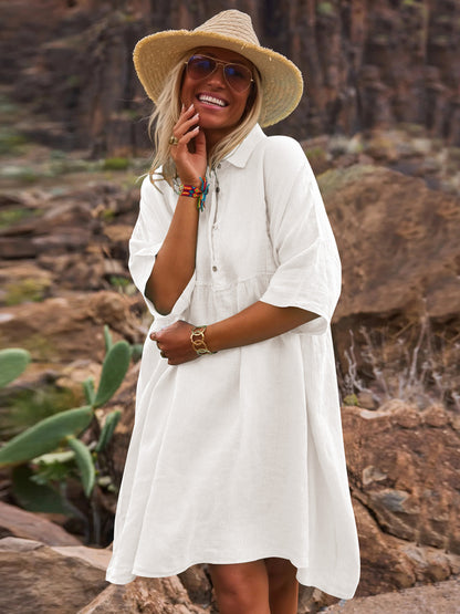 Sultyra Casual Button Artistic Style Fashion Dress