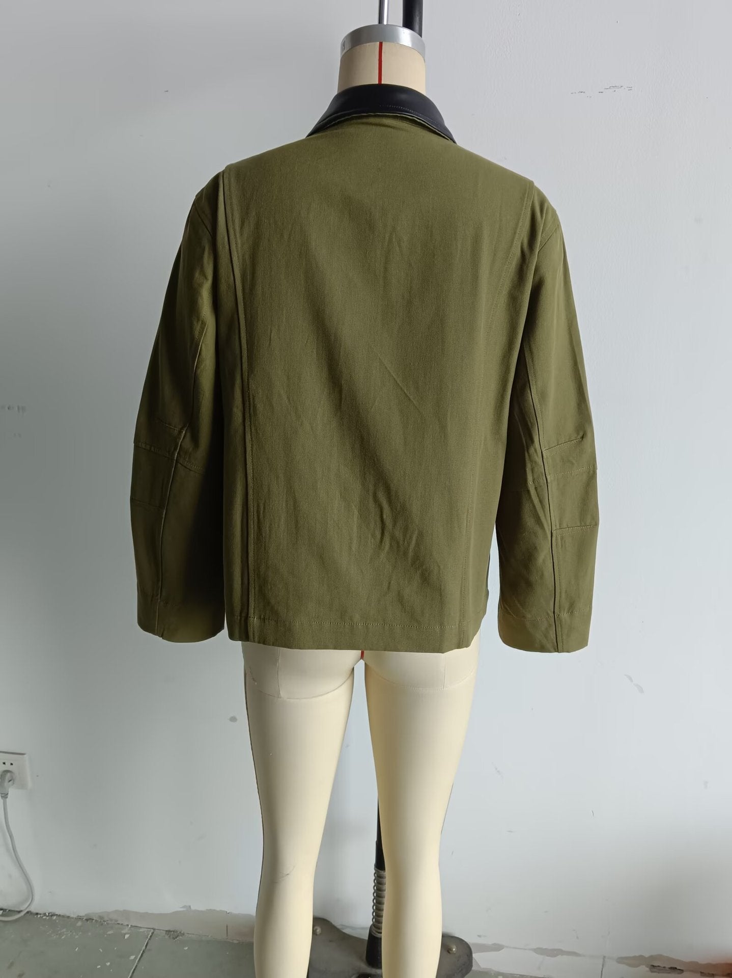 Cross-Border Foreign Trade Women's Clothing2025Autumn European and American Style Turn-Down Collar Long Sleeve Retro Color-Block Jacket Baseball Coat for Women A15057