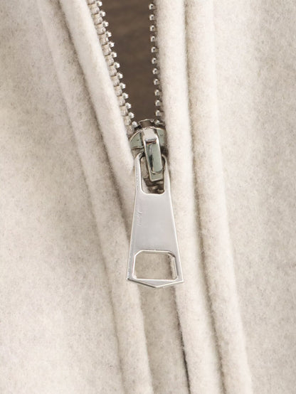 2025Autumn Fashion Three-Color Solid Wide Zipper Wool Coat Cross-Border Amazon Women's Clothing B88780