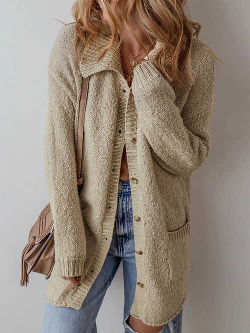 Sultyra Mid-Length Open Drop Shoulder Knitted Cardigan