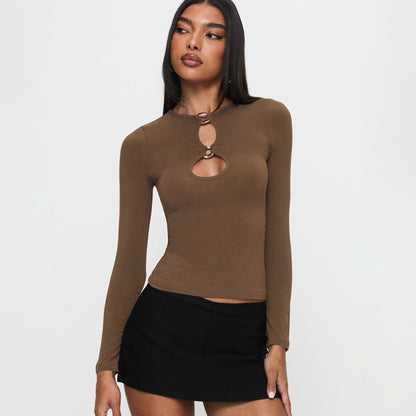 Sultyra Metal Ring Buckle Hollow Long Sleeve