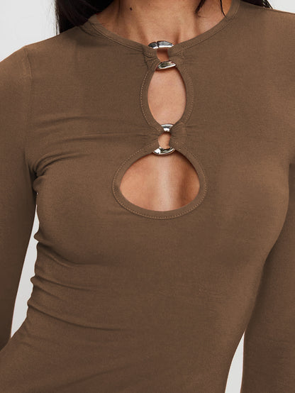 Sultyra Metal Ring Buckle Hollow Long Sleeve