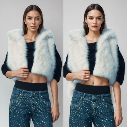 Cross-border women's clothing2025Autumn New Casual Street Fashion Vest Faux Fur Top