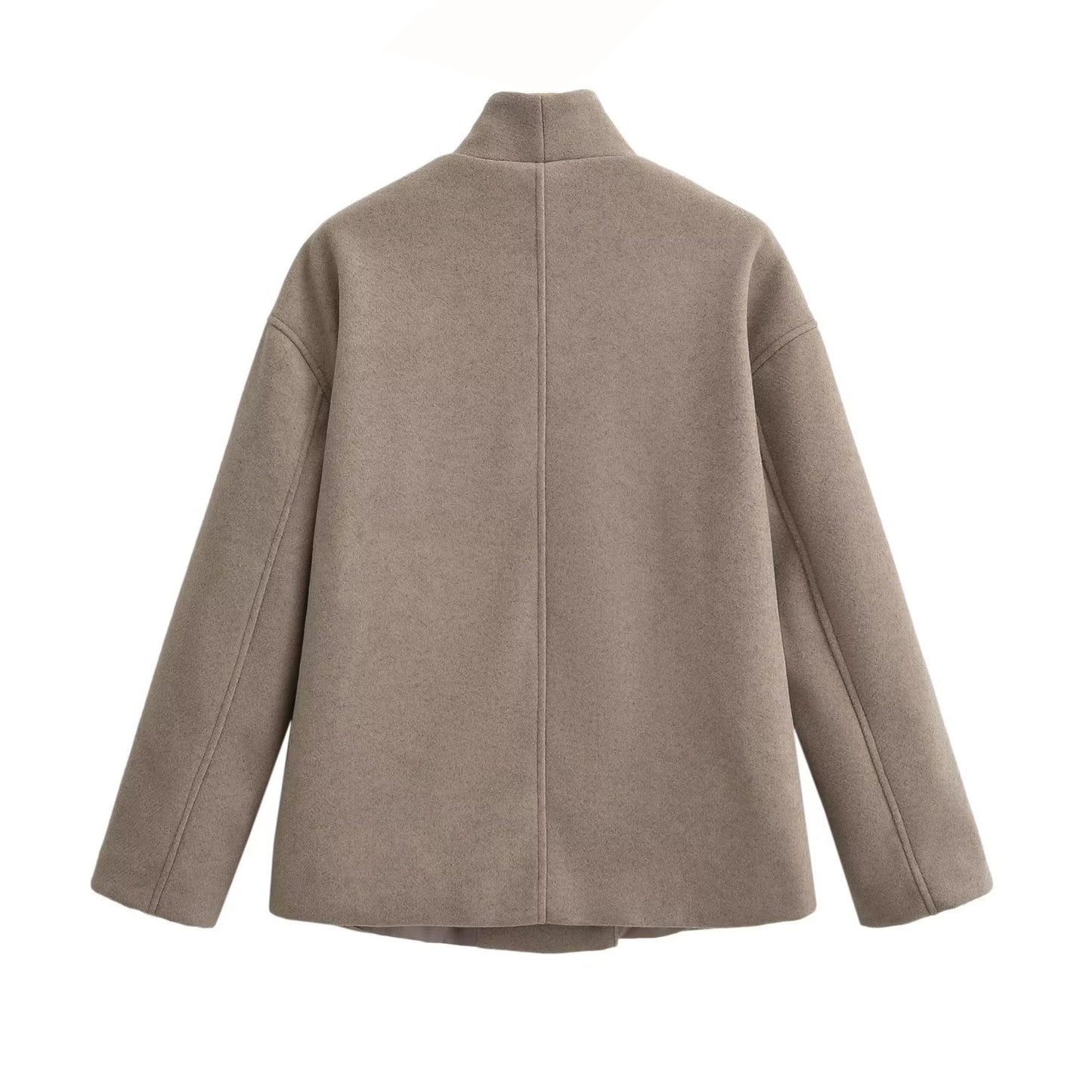 Wholesale Amazon Women's Clothing Autumn Winter New Fashionable Loose Fit V Double-breasted Woolen Coat C91695