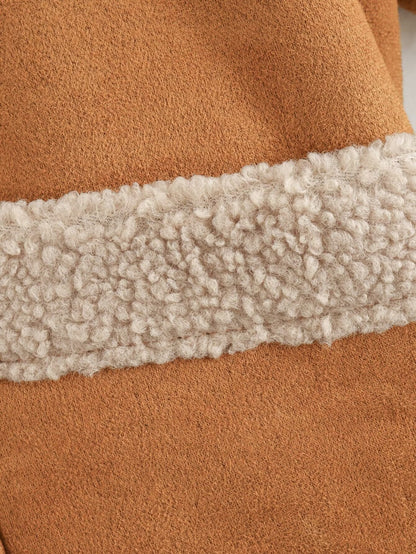 Cross-Border2024Autumn Winter Women's American Retro Woolen Coat with Turn-down Collar Loose Fur Coat for Women B88747