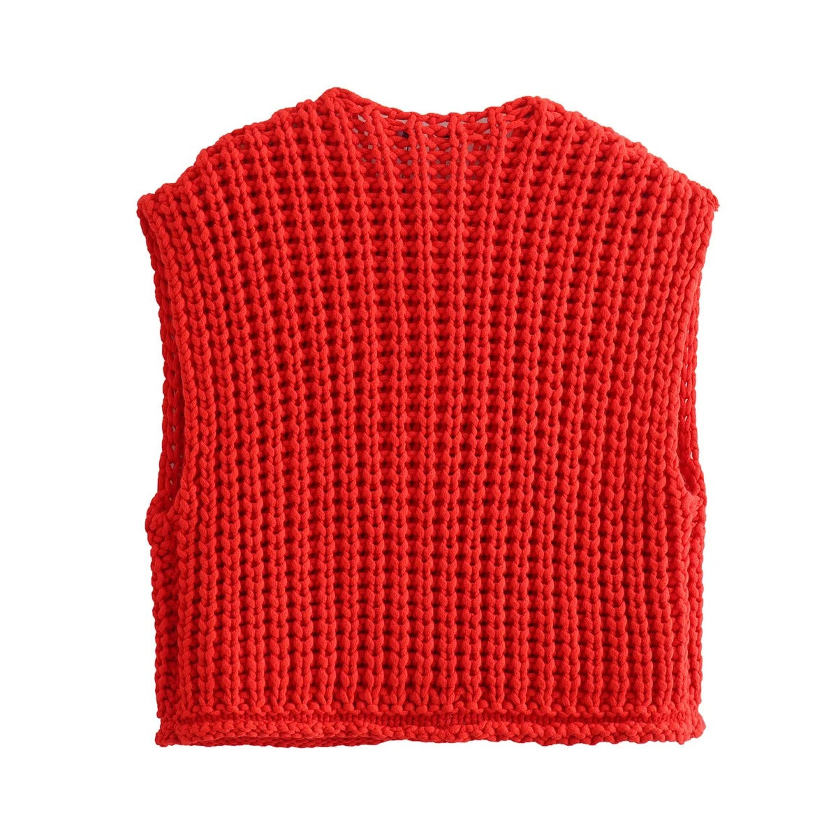 11Color Amazon2024Spring and Autumn New Women's Fashion European and American Style Pocket Sleeveless Short Knitted Cardigan Vest