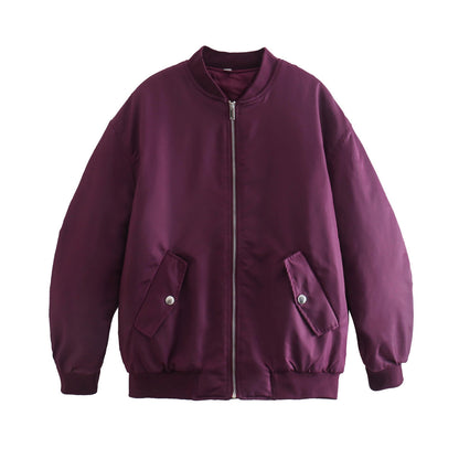 Women's Clothing Wholesale Cross-Border2025Winter European and American Style Baseball Jacket Loose Cotton Coat Women's Outerwear A19518European and American Style