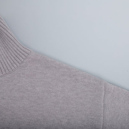 Cross-Border2025Hot-Selling European and American Style Autumn Winter Solid Color High Neck Knitted Sweater Loose Slimming Versatile Knitted Sweater for Women