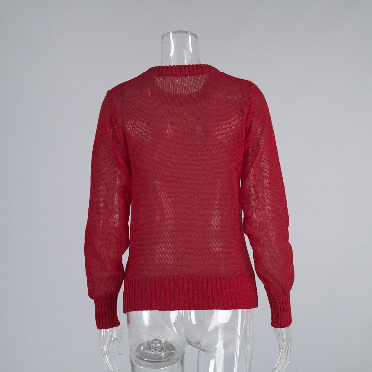 Cross-border Mohair Crew Neck Pullover Sweater European and American Style2025Spring and Summer New Comfortable Knitted Base Semi-Transparent Sweater for Women