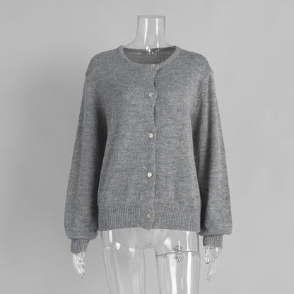 Candy Color Knitted Cardigan Women's European and American2025Autumn and Winter Mohair Solid Color Cardigan Macaron Color Sweater Cardigan for Women