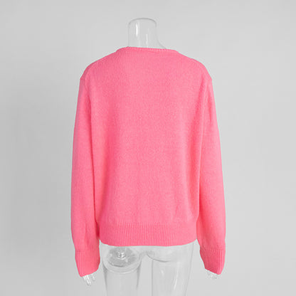 Candy Color Knitted Cardigan Women's European and American2025Autumn and Winter Mohair Solid Color Cardigan Macaron Color Sweater Cardigan for Women